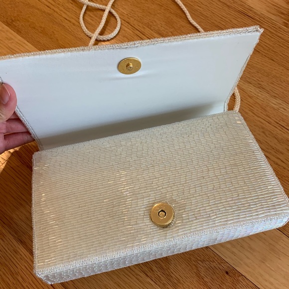 White Beaded Evening Purse - Picture 4 of 5